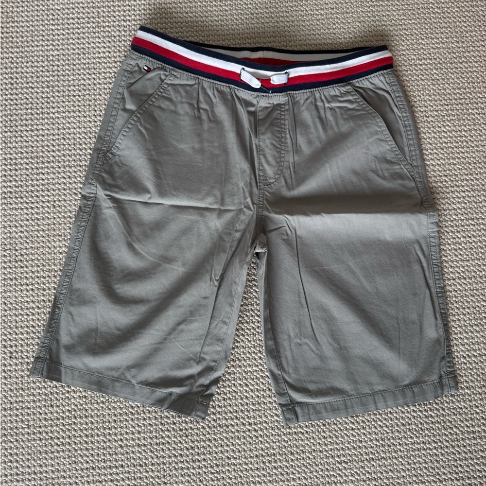 Tommy Hilfiger Gray Athletic Shorts with Red and Blue Accents